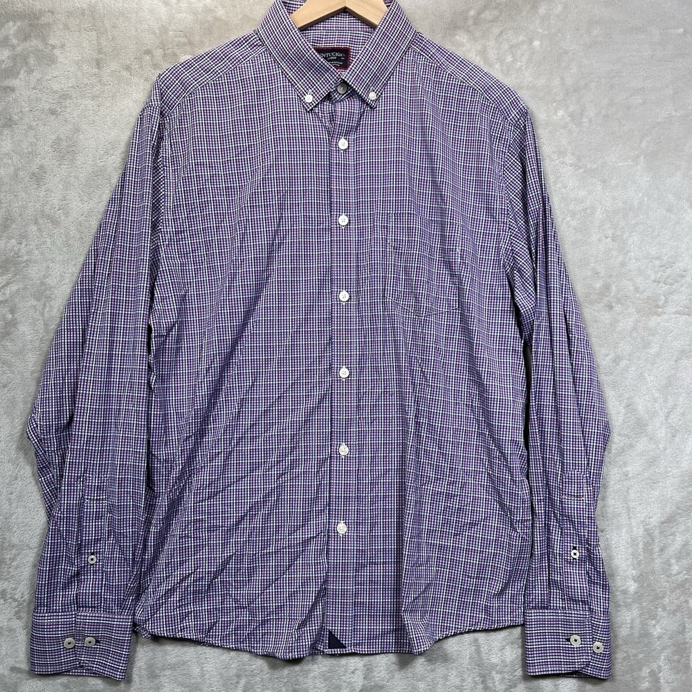 UNTUCKit Tamas Perf Mens Large Regular Fit Button Down Shirt Plaid